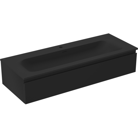 Mexen Orio Badezimmerschrank 120 cm mit Waschbecken Vela, 1 Schublade, Schwarz Matt - 91A10-12023-1-BF71-W23M71