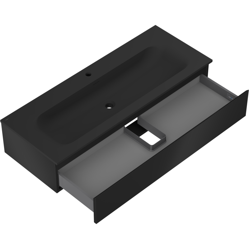 Mexen Orio Badezimmerschrank 120 cm mit Waschbecken Vela, 1 Schublade, Schwarz Matt - 91A10-12023-1-BF71-W23M71