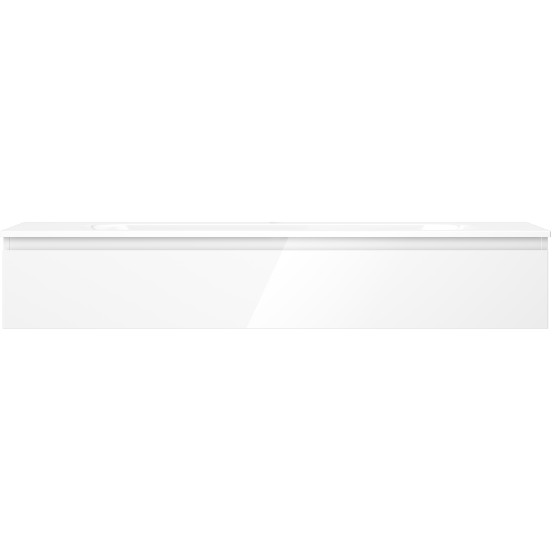 Mexen Orio Badezimmerschrank 140 cm mit Waschbecken Vela, 1 Schublade, weißer Glanz - 91A10-14023-1-BF00-W23M00