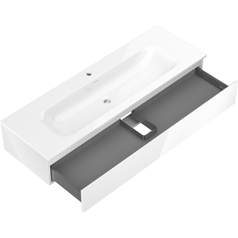 Mexen Orio Badezimmerschrank 140 cm mit Waschbecken Vela, 1 Schublade, weißer Glanz - 91A10-14023-1-BF00-W23M00