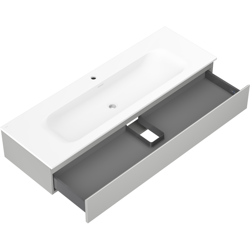 Mexen Orio Badezimmerunterschrank 140 cm mit Waschbecken Vela, 1 Schublade, grau matt/weiß matt - 91A10-14023-1-BF62-W23M01