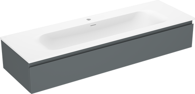 Mexen Orio Badezimmerschrank 140 cm mit Waschbecken Vela, 1 Schublade, Graphit matt/Weiß matt - 91A10-14023-1-BF66-W23M01