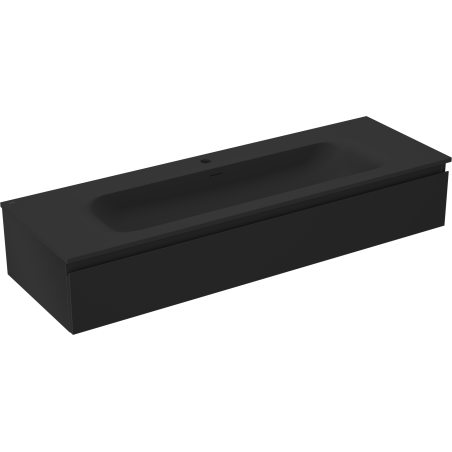 Mexen Orio Badezimmerschrank 140 cm mit Waschbecken Vela, 1 Schublade, schwarz matt - 91A10-14023-1-BF71-W23M71