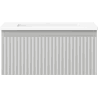 Mexen Rivel Badezimmerschrank 50 cm mit Waschbecken Otis, 1 Schublade, geriffelt, grau matt/weiß matt