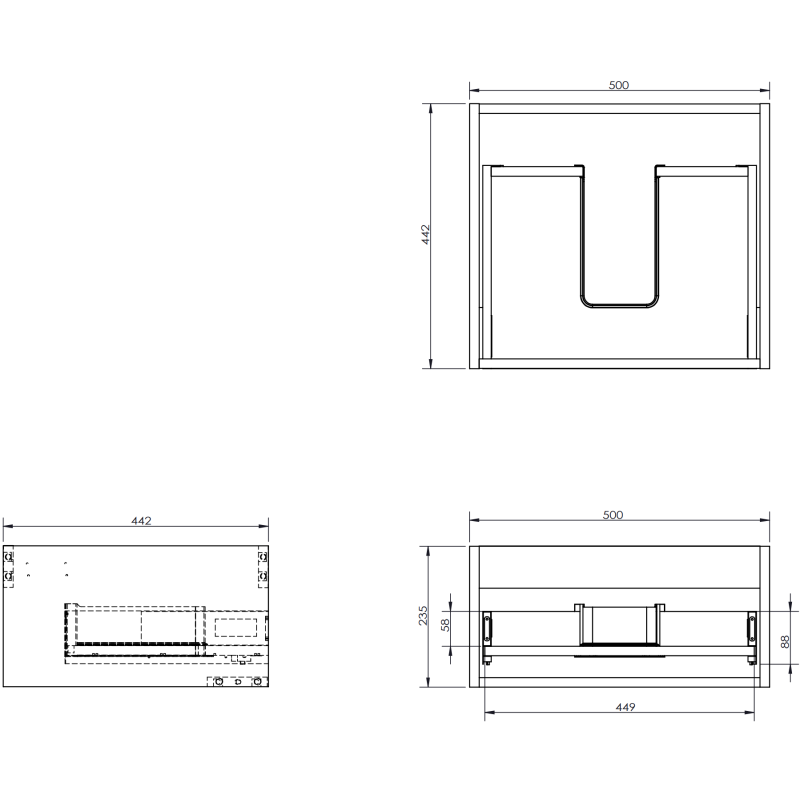 Mexen Rivel Badezimmerschrank 50 cm mit Waschbecken Otis, 1 Schublade, geriffelt, Graphit Matt/Weiß Matt