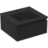 Mexen Rivel Badezimmerschrank 50 cm mit Waschbecken Otis, 1 Schublade, geriffelt, schwarz matt - 91A20-05023-1-BF71-W18M71