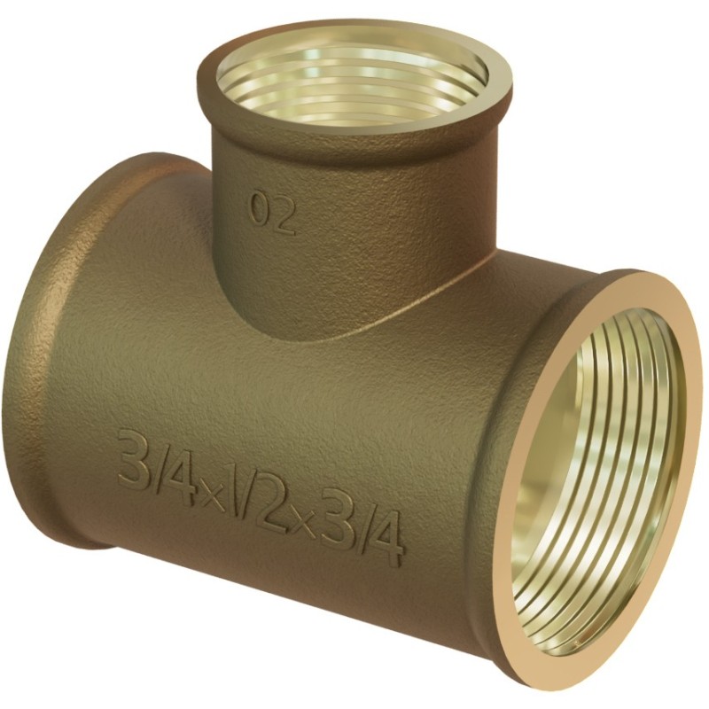 Mexen BRASS Messing-T-Stück 1/2 IG x 3/4 IG x 1/2 IG - W97412-123412