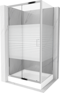 Mexen Apia verschiebbare Duschkabine 120 x 90 cm, weiße Streifen, Chrom + Duschwanne Rio - 840-120-090-01-20-4510