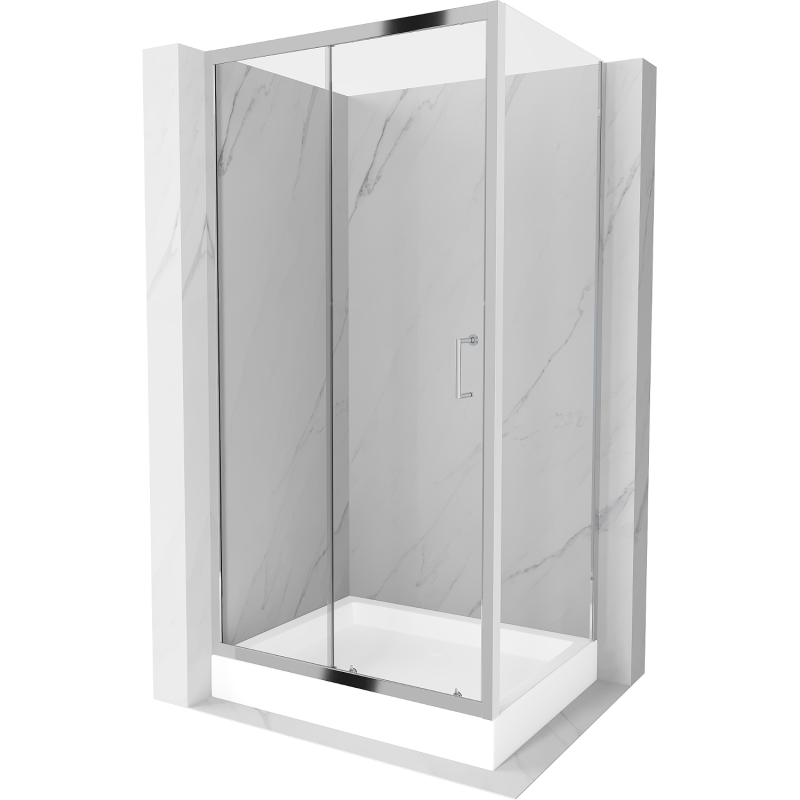 Mexen Apia Schiebeduschkabine 120 x 80 cm, transparent, Chrom + Duschwanne Rio - 840-120-080-01-00-4510