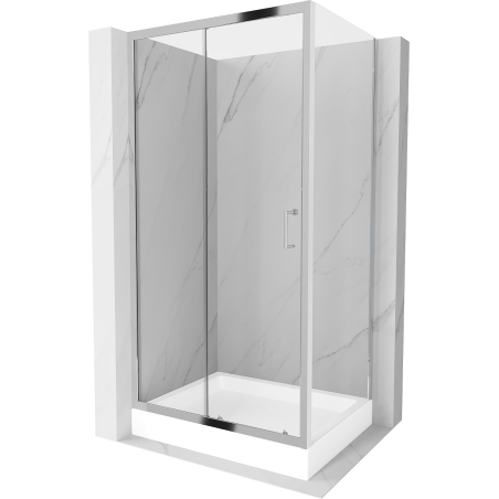 Mexen Apia Schiebeduschkabine 120 x 80 cm, transparent, Chrom + Duschwanne Rio - 840-120-080-01-00-4510