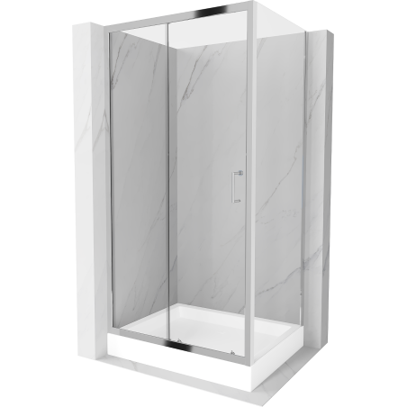 Mexen Apia Schiebedusche 100 x 80 cm, transparent, Chrom + Brausewanne Rio - 840-100-080-01-00-4510