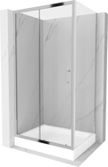 Mexen Apia Schiebedusche 100 x 80 cm, transparent, Chrom + Brausewanne Rio - 840-100-080-01-00-4510