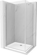 Mexen Pretoria Duschkabine schwenkbar 90 x 80 cm, transparent, chrom + Duschwanne Flat - 852-090-080-01-00-4010