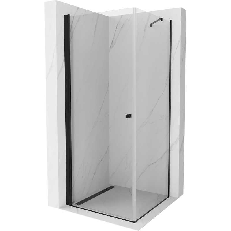 Mexen Pretoria schwenkbare Duschkabine 80 x 80 cm, transparent, schwarz - 852-080-080-70-00