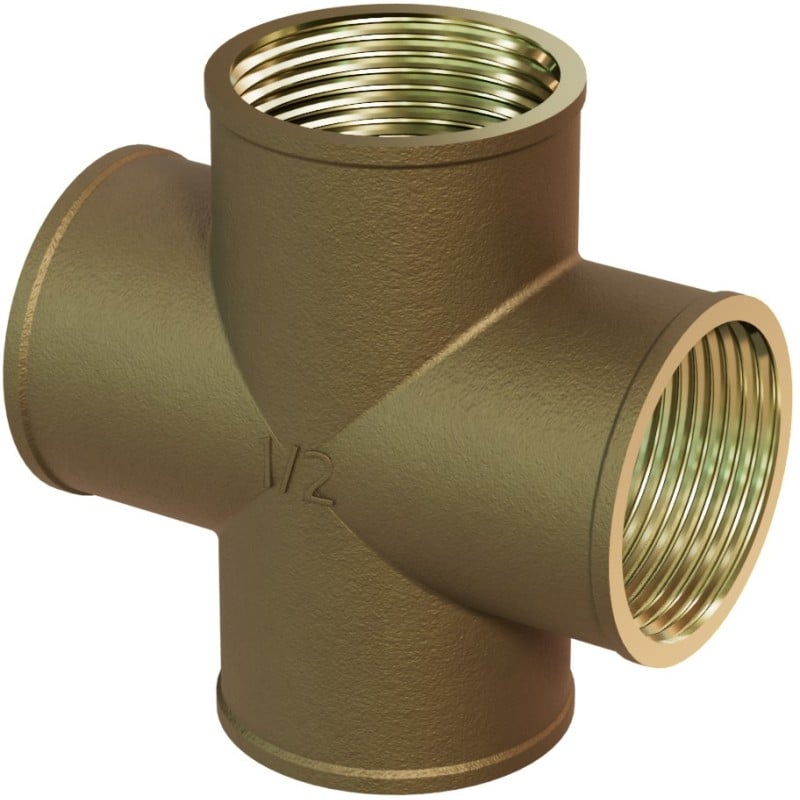 Mexen BRASS Messing Vierfach-Verbinder 1/2 IG x 1/2 IG x 1/2 IG x 1/2 IG - W97418-12121212