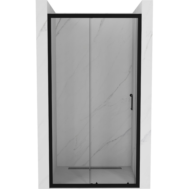 Mexen Apia Schiebetür Duschwand 145 cm, transparent, schwarz - 845-145-000-70-00