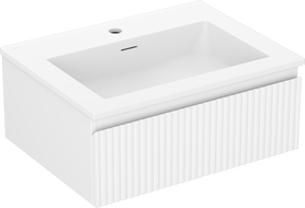 Mexen Rivel Badezimmerschrank 60 cm mit Waschbecken Otis, 1 Schublade, gerillt, mattweiß - 91A20-06023-1-BF01-W18M01