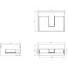 Mexen Rivel Badezimmerschrank 60 cm mit Waschbecken Otis, 1 Schublade, gerillt, mattweiß - 91A20-06023-1-BF01-W18M01
