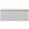 Mexen Rivel Badezimmerschrank 60 cm mit Waschbecken Otis, 1 Schublade, geriffelt, grau matt/weiß matt