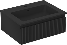 Mexen Rivel Badezimmer-Unterschrank 60 cm mit Waschbecken Otis, 1 Schublade, gerillt, schwarz matt - 91A20-06023-1-BF71-W18M71
