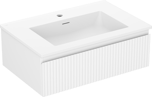 Mexen Rivel Badezimmerschrank 70 cm mit Waschbecken Otis, 1 Schublade, geriffelt, weiß matt - 91A20-07023-1-BF01-W18M01