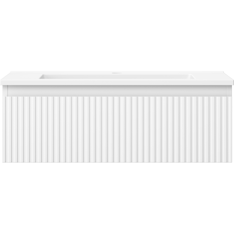 Mexen Rivel Badezimmerschrank 70 cm mit Waschbecken Otis, 1 Schublade, geriffelt, weiß matt - 91A20-07023-1-BF01-W18M01