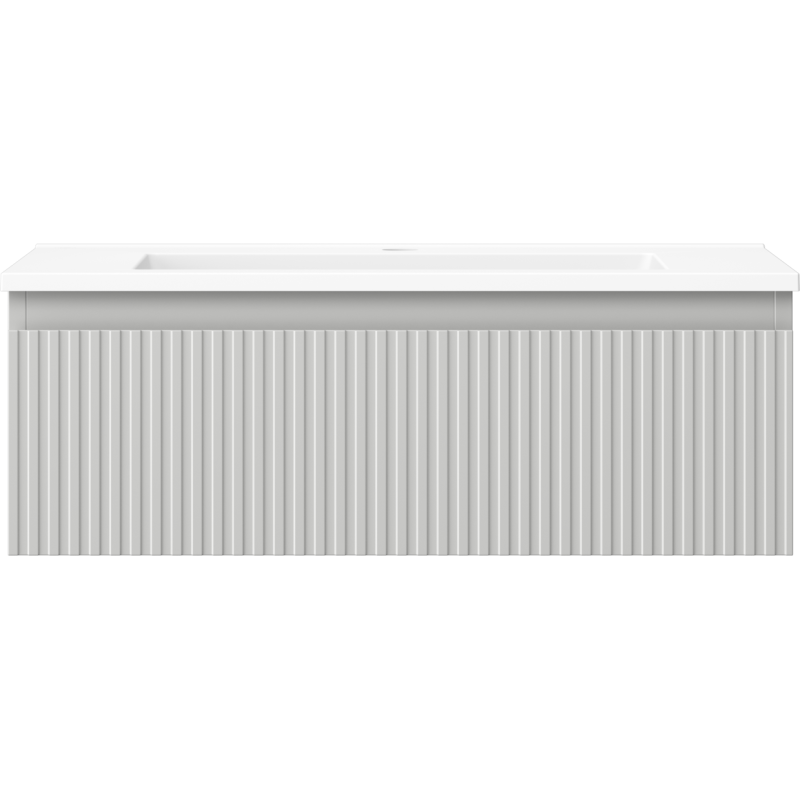 Mexen Rivel Badezimmerschrank 70 cm mit Waschbecken Otis, 1 Schublade, gerillt, grau matt/weiß matt - 91A20-07023-1-BF62-W18M01
