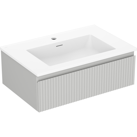 Mexen Rivel Badezimmerschrank 70 cm mit Waschbecken Otis, 1 Schublade, gerillt, grau matt/weiß matt - 91A20-07023-1-BF62-W18M01