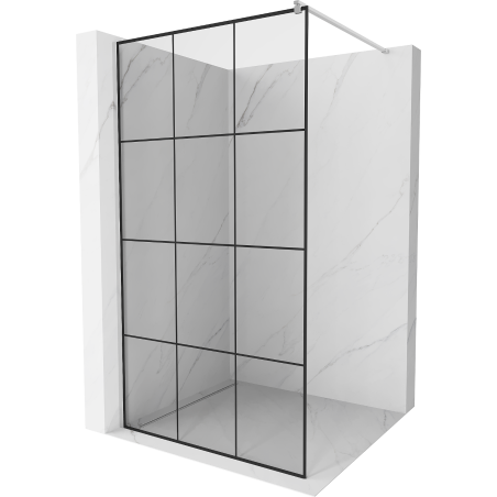 Mexen Kioto Duschwand Walk-in 120 x 200 cm, schwarzes Gitter 8 mm, Chrom - 800-120-101-01-77