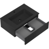 Mexen Rivel Badezimmerschrank 70 cm mit Waschbecken Otis, 1 Schublade, geriffelt, schwarz matt - 91A20-07023-1-BF71-W18M71