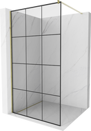 Mexen Kioto Duschwand Walk-in 110 x 200 cm, schwarzes Gitter 8 mm, gold - 800-110-101-50-77