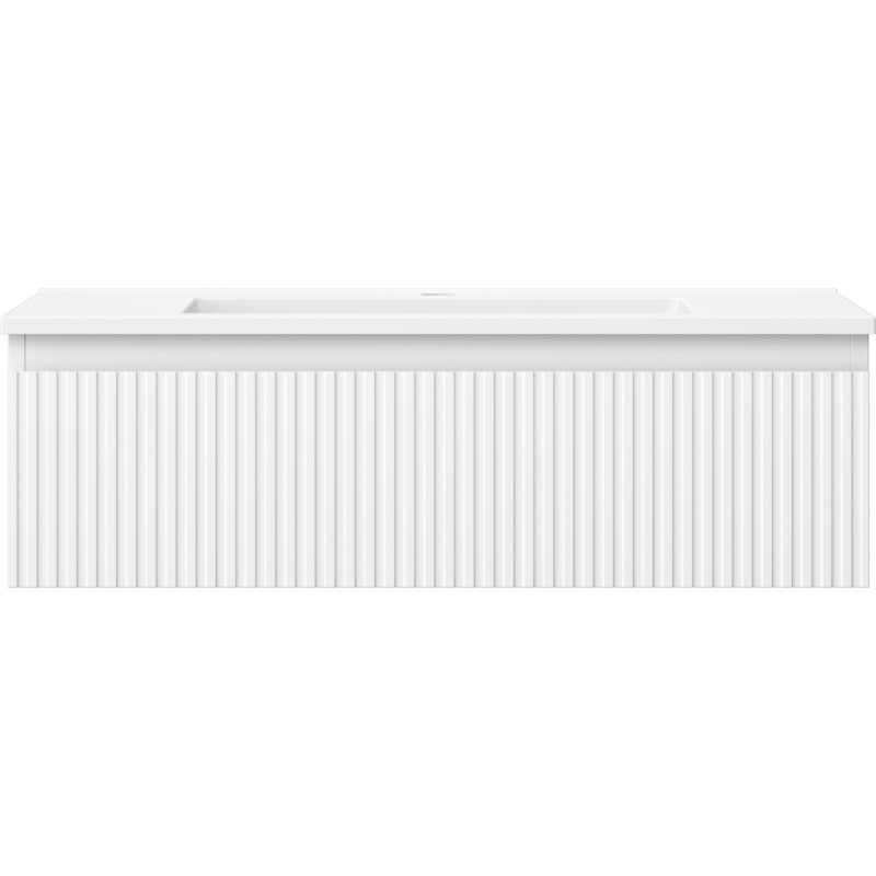 Mexen Rivel 80 cm Badezimmerunterschrank mit Waschbecken Otis, 1 Schublade, geriffelt, weiß matt - 91A20-08023-1-BF01-W18M01