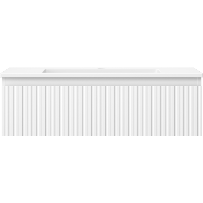Mexen Rivel Badezimmerschrank 80 cm mit Waschbecken Otis, 1 Schublade, geriffelt, weiß matt - 91A20-08023-1-BF01-W18M01
