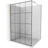 Mexen Kioto Duschwand Walk-in 130 x 200 cm, schwarzes Gitter 8 mm, gold - 800-130-101-50-77