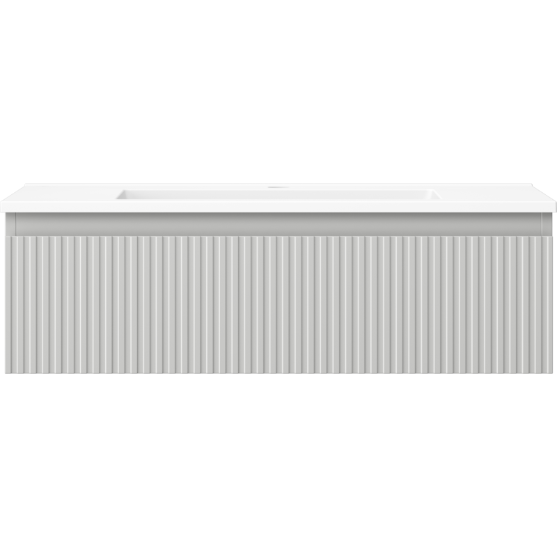 Mexen Rivel Badezimmerschrank 80 cm mit Waschbecken Otis, 1 Schublade, geriffelt, grau matt/weiß matt