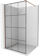 Mexen Kioto Duschwand Walk-in 120 x 200 cm, schwarzes Gitter 8 mm, Roségold - 800-120-101-60-77