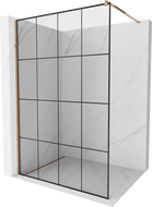 Mexen Kioto Walk-in-Duschwand 130 x 200 cm, schwarzes Gitter 8 mm, roségold - 800-130-101-60-77