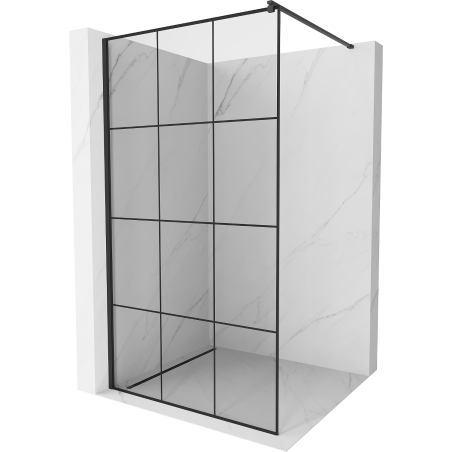 Mexen Kioto Duschwand Walk-in 100 x 200 cm, schwarzes Gitter 8 mm, schwarz - 800-100-101-70-77