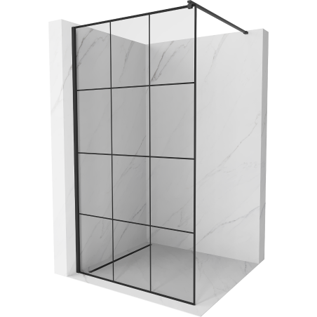 Mexen Kioto Duschwand Walk-in 110 x 200 cm, schwarzes Gitter 8 mm, schwarz - 800-110-101-70-77