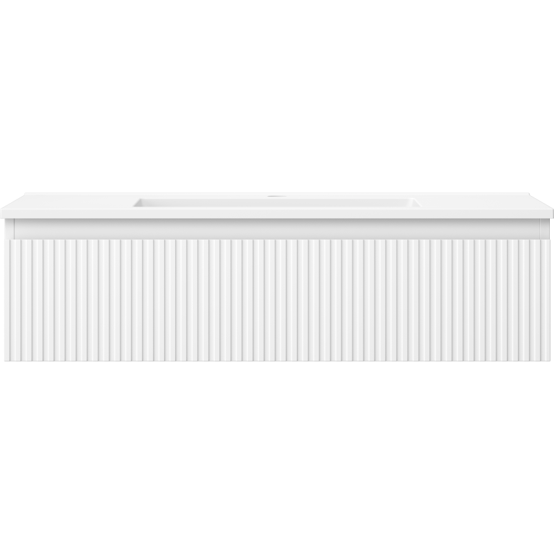 Mexen Rivel 90 cm Badezimmerschrank mit Waschbecken Otis, 1 Schublade, geriffelt, weiß matt - 91A20-09023-1-BF01-W18M01