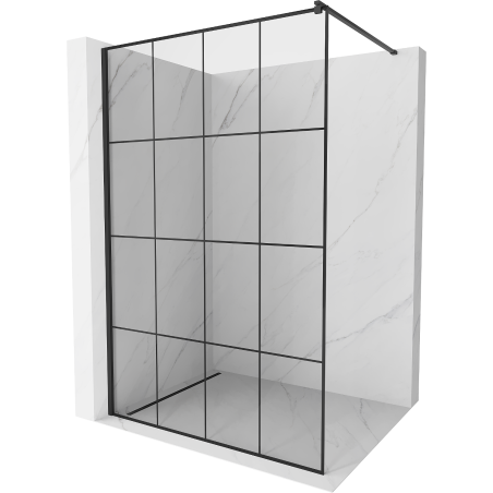 Mexen Kioto Duschwand Walk-in 140 x 200 cm, schwarzes Gitter 8 mm, schwarz - 800-140-101-70-77