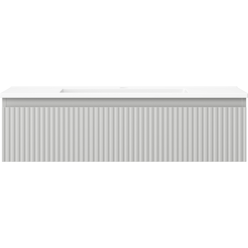 Mexen Rivel Badezimmerschrank 90 cm mit Waschbecken Otis, 1 Schublade, geriffelt, grau matt/weiß matt