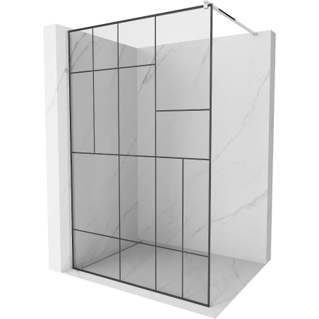 Mexen Kioto Duschwand Walk-in 80 x 200 cm, schwarzes Muster 8 mm, Chrom - 800-080-101-01-78
