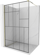 Mexen Kioto Duschwand Walk-in 90 x 200 cm, schwarzes Muster 8 mm, gold - 800-090-101-50-78