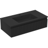 Mexen Rivel Badezimmerschrank 90 cm mit Waschbecken Otis, 1 Schublade, gerippt, schwarz matt - 91A20-09023-1-BF71-W18M71