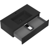 Mexen Rivel Badezimmerschrank 90 cm mit Waschbecken Otis, 1 Schublade, geriffelt, schwarz matt - 91A20-09023-1-BF71-W18M71