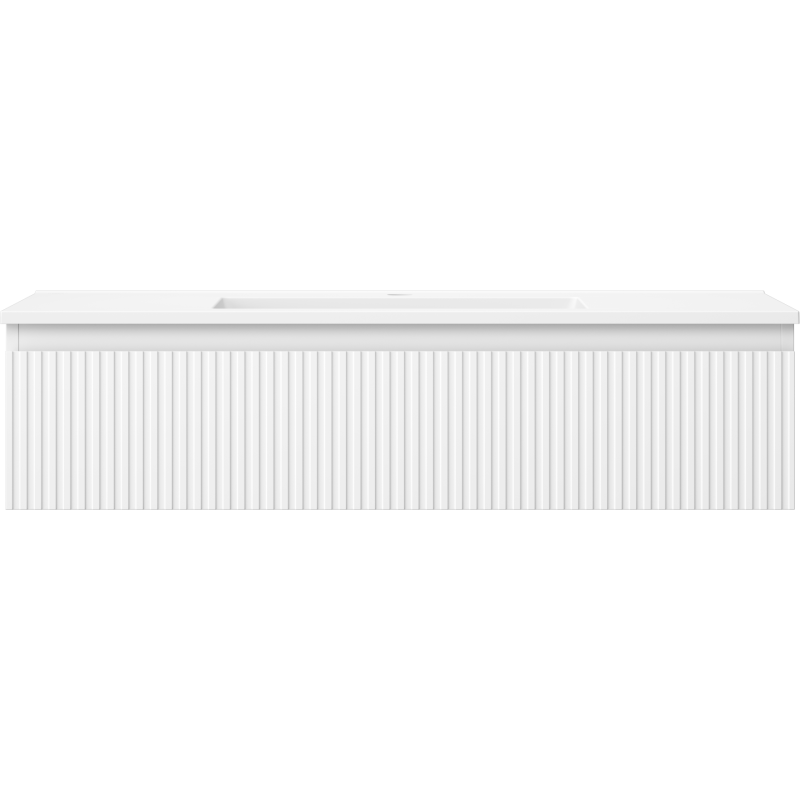 Mexen Rivel Badezimmerunterschrank 100 cm mit Waschbecken Otis, 1 Schublade, gerillt, mattweiß - 91A20-10023-1-BF01-W18M01