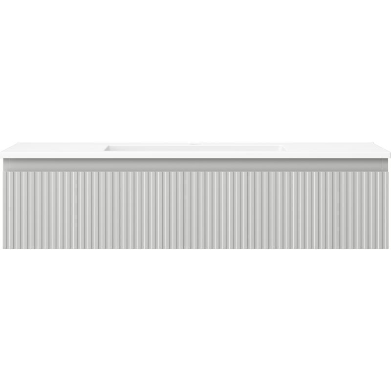 Mexen Rivel Badezimmerschrank 100 cm mit Waschbecken Otis, 1 Schublade, geriffelt, grau matt/weiß matt