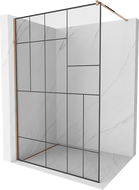 Mexen Kioto Duschwand Walk-in 80 x 200 cm, schwarzes Muster 8 mm, Roségold - 800-080-101-60-78