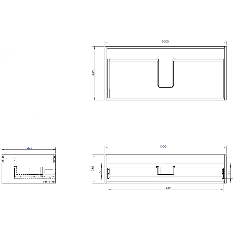 Mexen Rivel Badezimmerschrank 100 cm mit Waschbecken Otis, 1 Schublade, gerillt, schwarz matt - 91A20-10023-1-BF71-W18M71